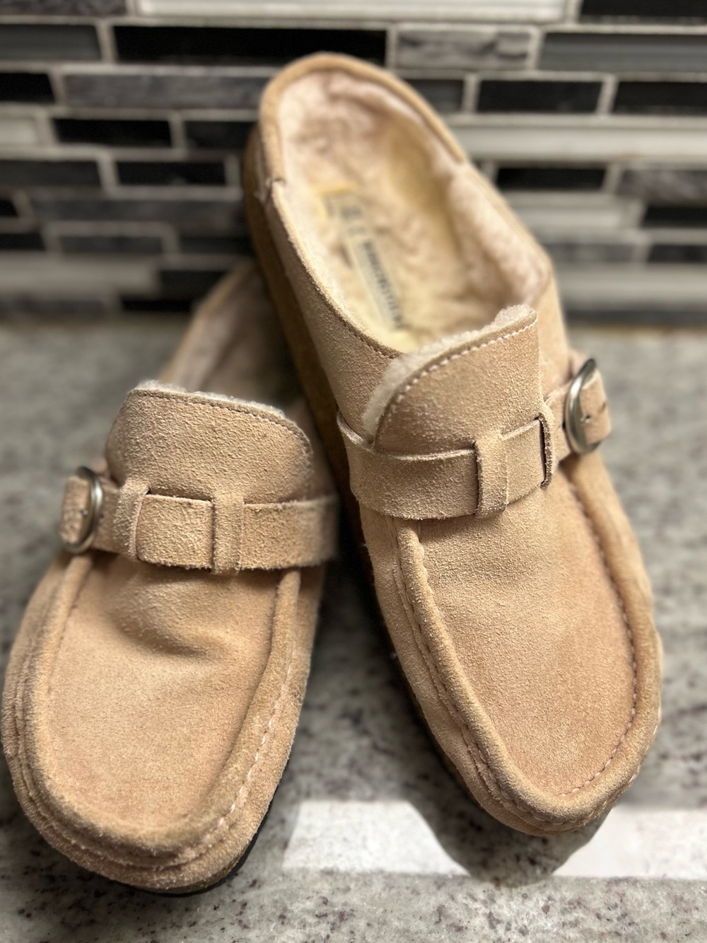 Birkenstock Buckley Suede Slip-On Loafers w/shearling Light pink size 8(39)